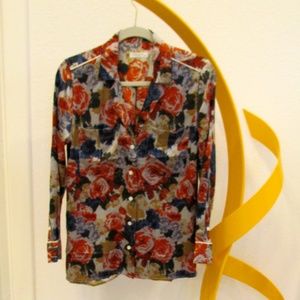 Equipment silk button down floral print top.  XS